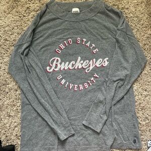 PINK Victoria's Secret Gray Ohio State Buckeyes Long Sleeve
